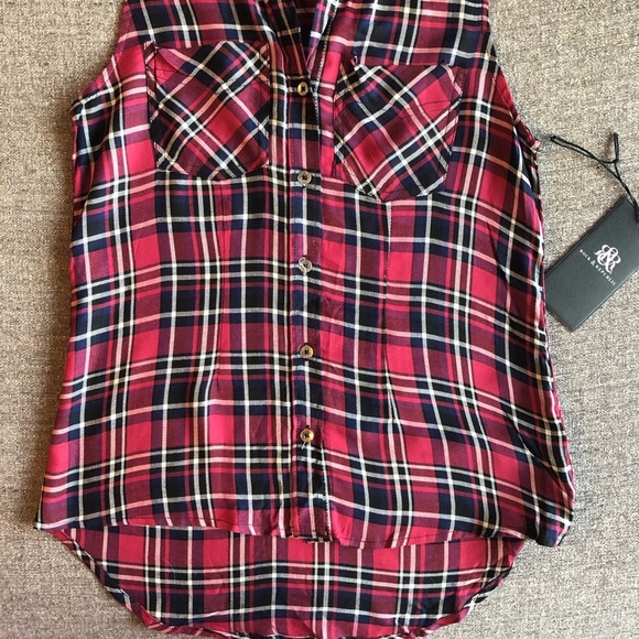 ROCK & REPUBLIC Plaid Studded Twill Shirt - Picture 3 of 8